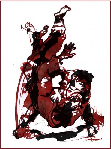 Cartoon: Judo (medium) by yalisanda tagged judo,red,color,black,powerful,dynamic,two
