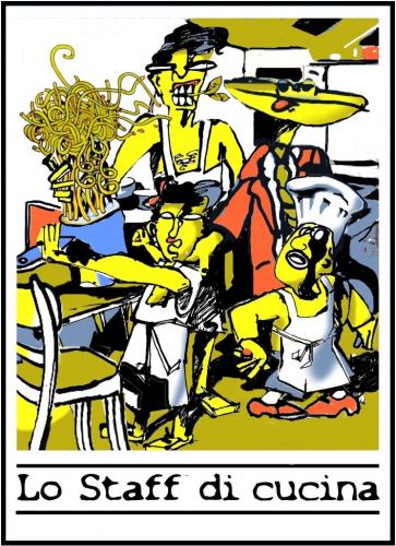 Cartoon: Kitchen staff (medium) by yalisanda tagged kitchen,staff,four,color,comics,cartoon,spaghetti