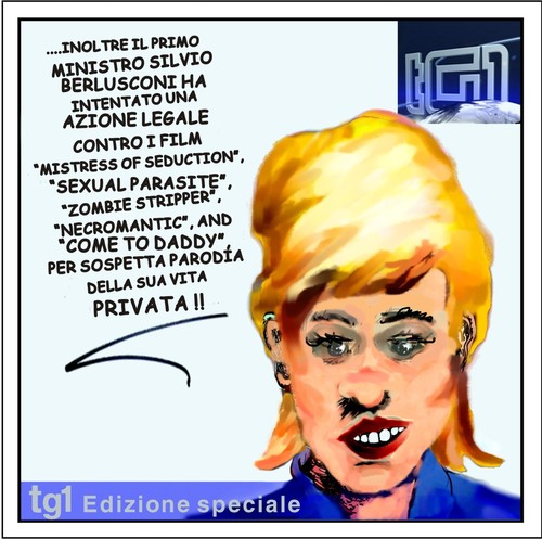 Cartoon: L annunciatrice televisiva (medium) by yalisanda tagged mistress,parasite,seduction,necromantic,government,italy,azione,legale,tg1,telegiornale,news,berlusconi,parodia,privacy,vita,privata,palazzo,grazioli,villa,certosa