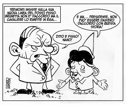 Cartoon: lavoro fisso 2.0 (medium) by OniBaka tagged satira,berlusconi,brunetta,tremonti