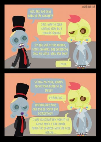 Cartoon: Little Caligari - Distraction (medium) by OniBaka tagged horror,drugs,comics,dark,cute,kawaii,little,zombie,punk,rock,black