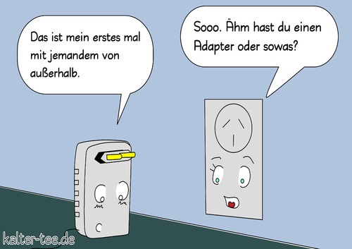 Cartoon: Sicher (medium) by kowo tagged steckdose,adapter,stromfluss