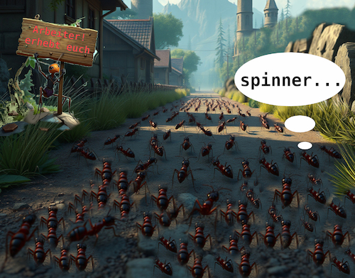 Cartoon: 1 mai (medium) by ab tagged mai,tag,der,arbeit,arbeiter,streik,demo,ameisen,mensch,gewerkschaft,lohn