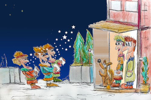 Cartoon: 6. januar (medium) by ab tagged kinder,singen,hl,könige