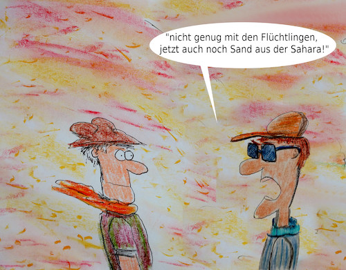 Cartoon: afrikagruss (medium) by ab tagged wetter,klima,bayern,süden,afrika,staub,sand,wind