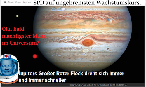 Cartoon: alles rot (medium) by ab tagged brd,wahl,spd,scholz,erde,sonnensystem,jupiter,nasa