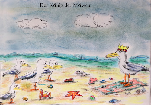 Cartoon: an der see (medium) by ab tagged meer,tiere,vögel,nordsee,ostsee,strand