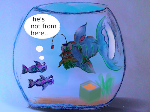 Cartoon: animals II (medium) by ab tagged fish,glas,bowl