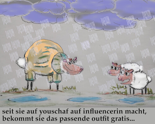 Cartoon: anpassung (medium) by ab tagged tiere,schaf,wetter,kleidung,internet