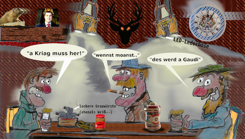 Cartoon: aufs maul geschaut.. (medium) by ab tagged bayern,volk,meinung,politik,weltlage