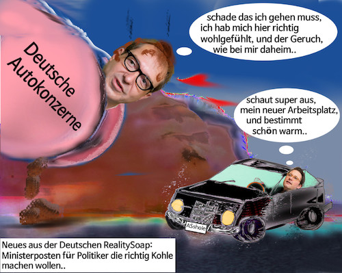 Cartoon: austausch (medium) by ab tagged politiker,posten,geld,konzern,auto,lobby,steuerzahler