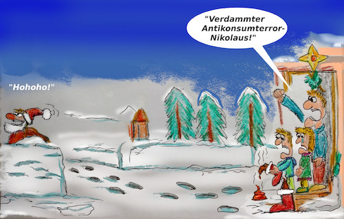 Cartoon: bad santa (medium) by ab tagged nikolaus,geschenk,stiefel,kinder,konsum,süsigkeit