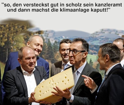 Cartoon: bauerntricks (medium) by ab tagged deutschland,landwirtschaft,öko,steuer,bauer,ozdemir,minister,käse,streik,protest