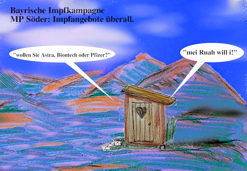 Cartoon: bayern impft (medium) by ab tagged corona,bayern,söder,impfen,angebot,land,leute