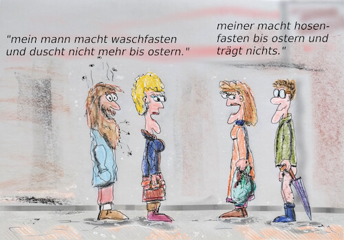 Cartoon: bis ostern (medium) by ab tagged oster,fasten,ohne,mann,frau,ehe,dreck,nackt