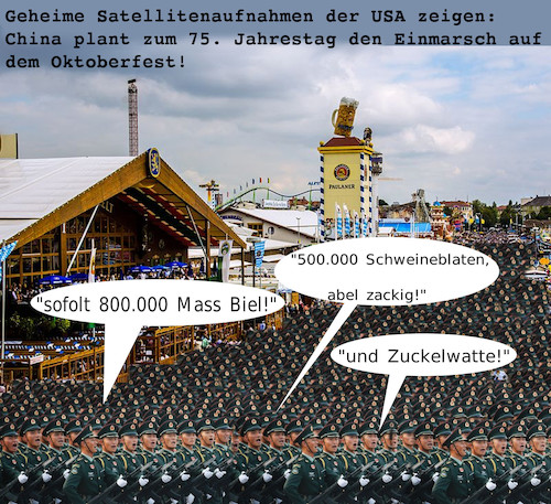 Cartoon: china zukunft (medium) by ab tagged china,armee,volk,jahrestag,bayern,bier,oktoberfest,essen,trinken