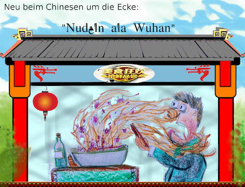 Cartoon: chinese food (medium) by ab tagged china,essen,virus,nudeln