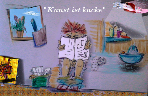 Cartoon: der künstler am wochenanfang (medium) by ab tagged kunst,klo