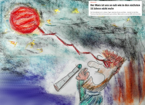 Cartoon: der rote planet (medium) by ab tagged astronomie,mars,planet,energie