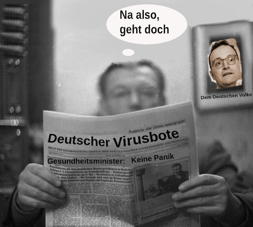 Cartoon: deutschland liest wieder (medium) by ab tagged deutschland,virus,minister,information,krankheit