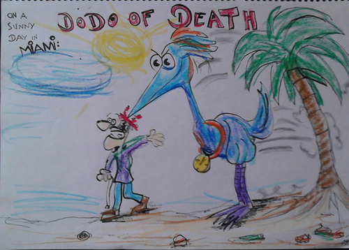 Cartoon: dodo of death (medium) by ab tagged dodo,riesenvogel,strand,blut