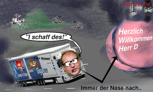 Cartoon: dsd (medium) by ab tagged gigaliner,verkehr,dobrindt,strasse,umweltverschmutzung