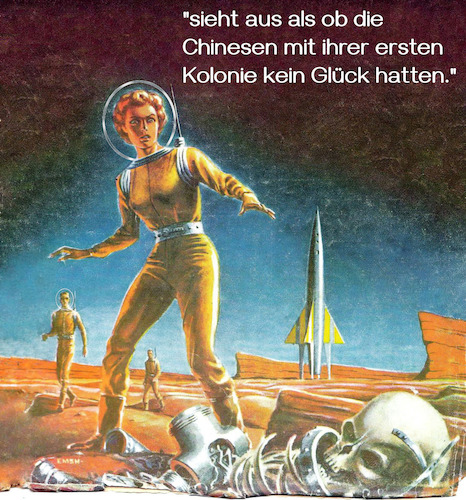 Cartoon: einige jahre später auf dem mars (medium) by ab tagged mars,mission,raumfahrt