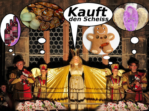 Cartoon: endlich!! (medium) by ab tagged saufen,fressen,glühwein,lebkuchen,würste