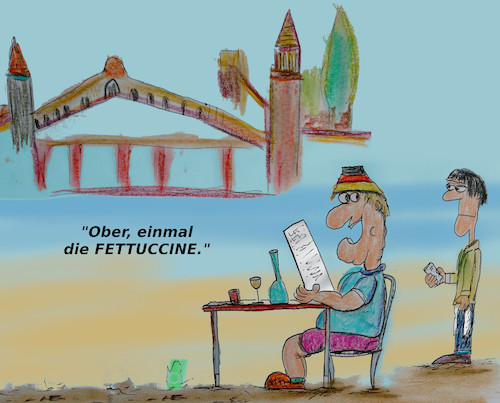 Cartoon: endlich italien (medium) by ab tagged deutschland,italien,ferien,pfingsten,essen,lockdown,urlaub