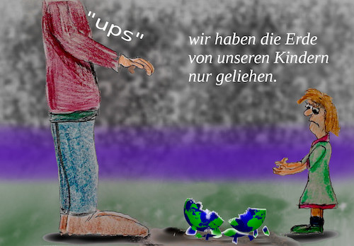 Cartoon: erde ende (medium) by ab tagged erde,menschen,kinder,ressourcen,vrebrauch,umwelt,zerstörung