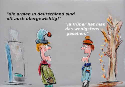 Cartoon: erkennungsmerkmal (medium) by ab tagged deutschland,armut,menschen,leute,dick,dünn,hunger