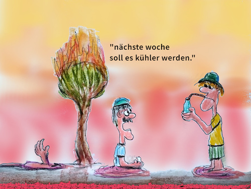 Cartoon: europa südlich (medium) by ab tagged europa,hitze,klima,wandel,extrem,wetter,sonne,temperatur