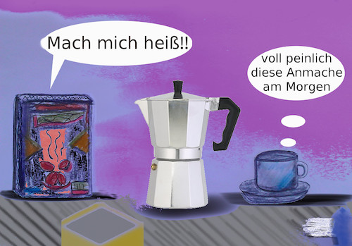 Cartoon: früh in der Küche (medium) by ab tagged küche,kaffee,kanne,espresso,tasse