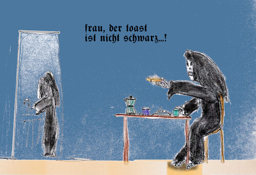 Cartoon: frühstück bei gevatter (medium) by ab tagged tod,essen,toast