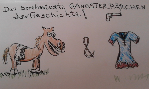Cartoon: Gangsterpärchen (medium) by ab tagged gangsterpärchen,berühmt