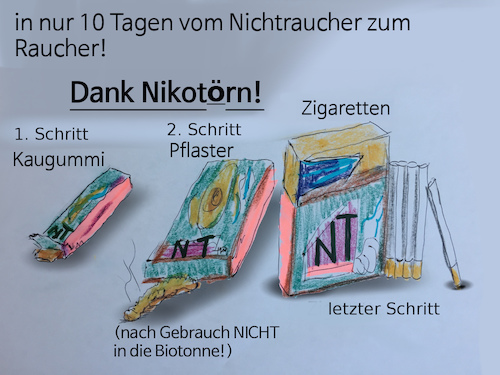 Cartoon: ganz leicht (medium) by ab tagged nicht,raucher,nikotin,gewöhnung,kaugummi,pflaster,zigaretten