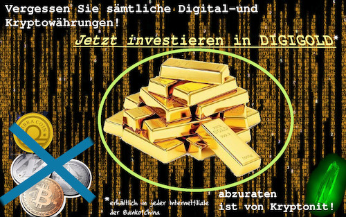 Cartoon: geldanlage (medium) by ab tagged internet,währung,geld,gold,digital,zahlungsmittel,darknet