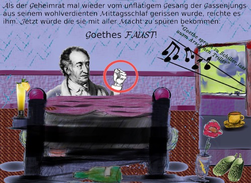 Cartoon: goethe I (medium) by ab tagged goethe,faust,mittags,schlaf,wut