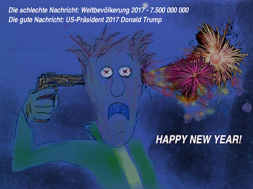 Cartoon: happy ny (medium) by ab tagged sylvester,2017,us,präsident,überbevölkerung