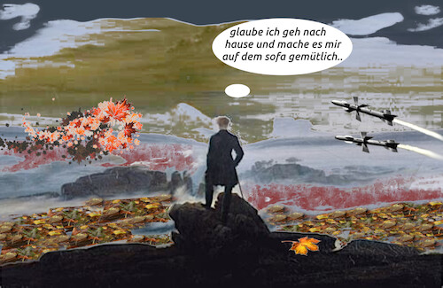 Cartoon: herbst (medium) by ab tagged gemälde,wanderer,herbst,zeit,welt,zustand