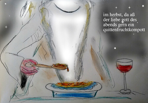 Cartoon: herbstgenuss (medium) by ab tagged herbst,frucht,quitte,gott,essen