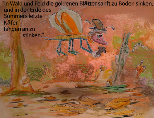 Cartoon: herbstlyrik (medium) by ab tagged herbst,laub,blätter,ende,tod,käfer,wald,helloween