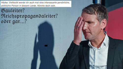 Cartoon: höcke spricht (medium) by ab tagged afd,höcke,interview,rede,sprache
