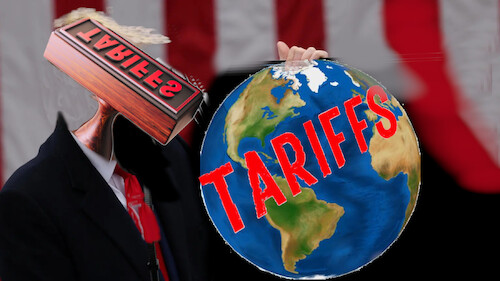 Cartoon: its a mad mans world (medium) by ab tagged us,trump,president,tariffs,economic,trade,money