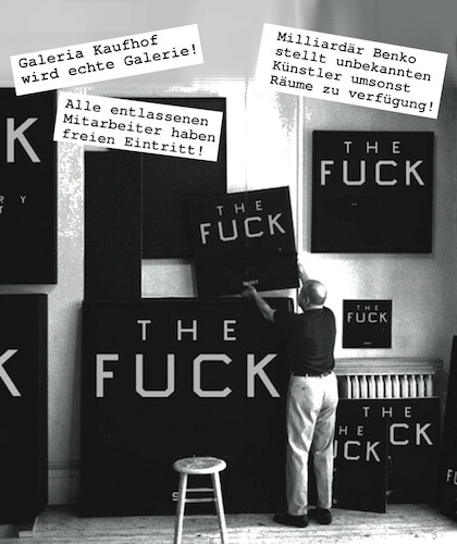 Cartoon: kaufhauskunst (medium) by ab tagged deutschland,galeria,kaufhof,benko,steuer,mitarbeiter,pleite,geld,gewinn