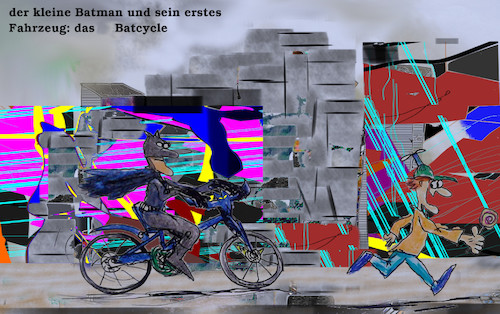 Cartoon: kindheit (medium) by ab tagged comic,figur,batman,dark,knight,jugend,kind,fahrrad