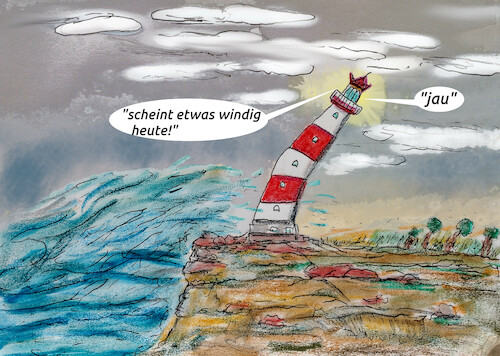 Cartoon: küstenpalaver (medium) by ab tagged deutschland,norden,küste,sturm,orkan