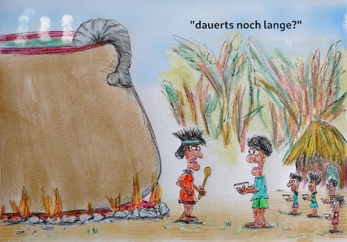 Cartoon: mahlzeit (medium) by ab tagged essen,hunger,afrika,tiere,kinder