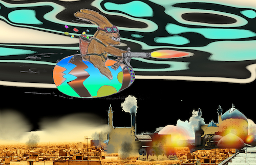 Cartoon: middle easter n madness (medium) by ab tagged iran,israel,usa,ostern,easter,naher,osten,eier,ei,osterhase,waffe,krieg,bomben,mg,teheran,luftwaffe,terror,trump,madness