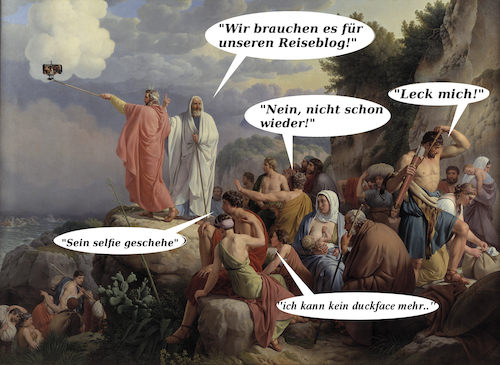 Cartoon: moses wüstenwanderung (medium) by ab tagged moses,volk,jüdisch,flucht,ägypten,wüste,selfie,stick